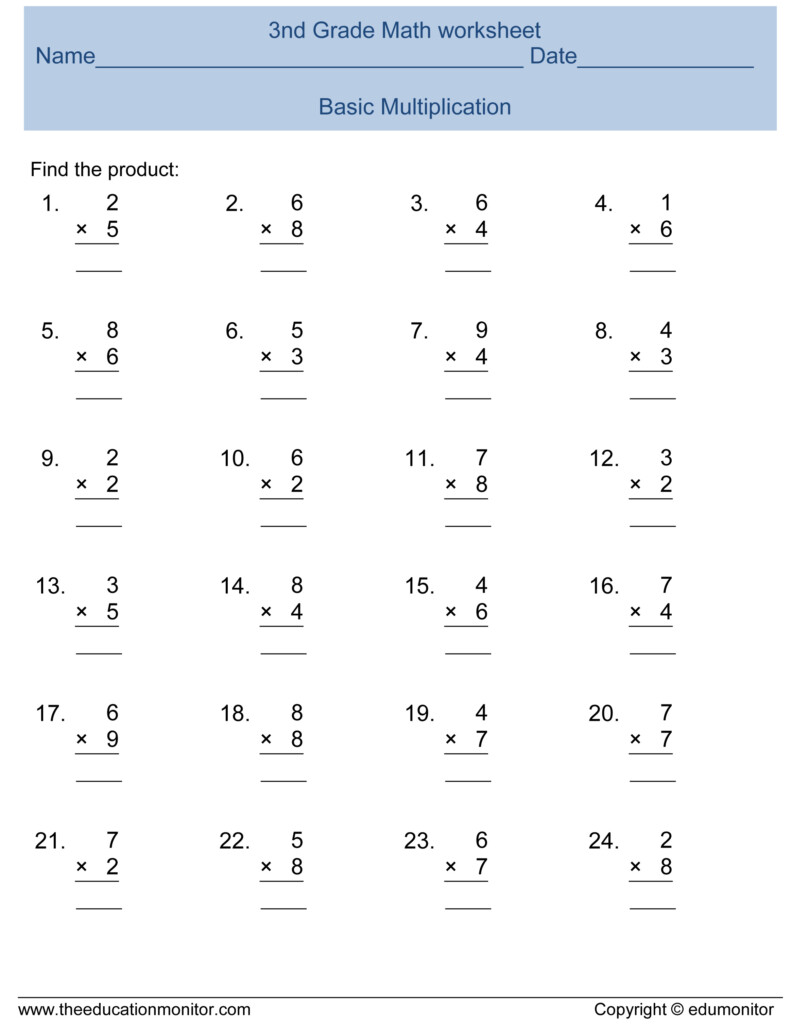 3rd Grade Multiplication Worksheets For Extra Practice More Printable 