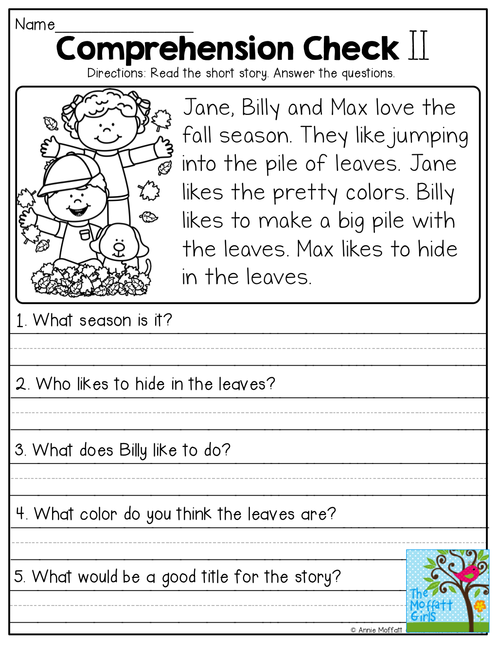 3rd Grading Reading Comprehension Worksheets