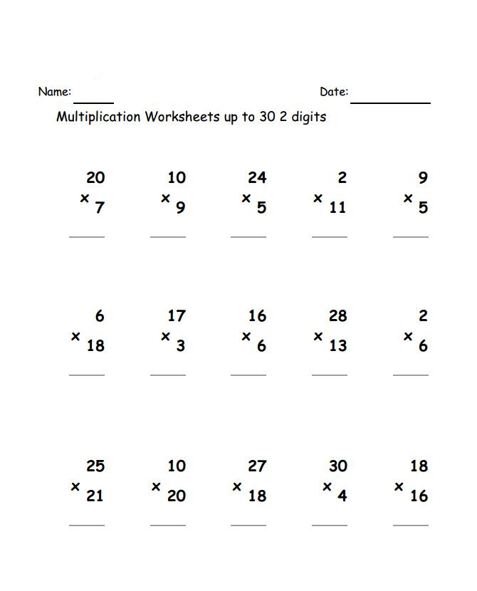 3rd Multiplication Worksheets