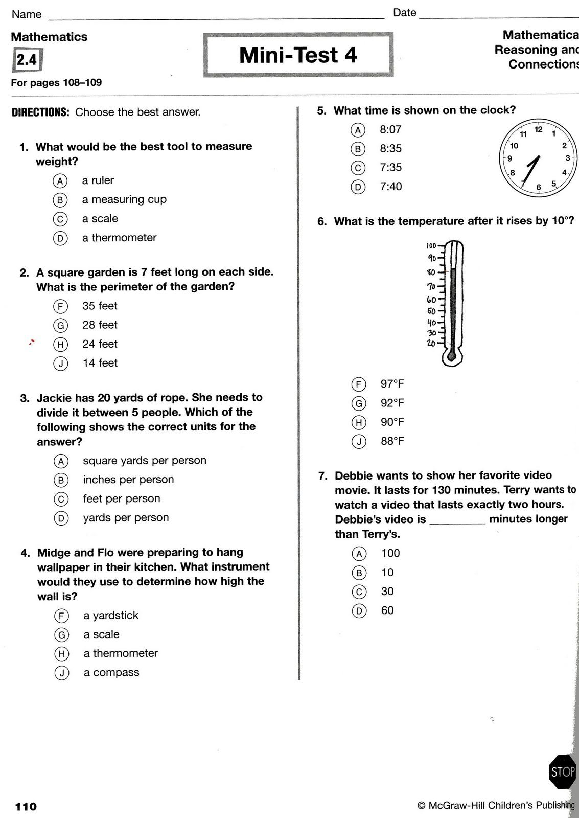 4Th Grade End Of Year Assessment