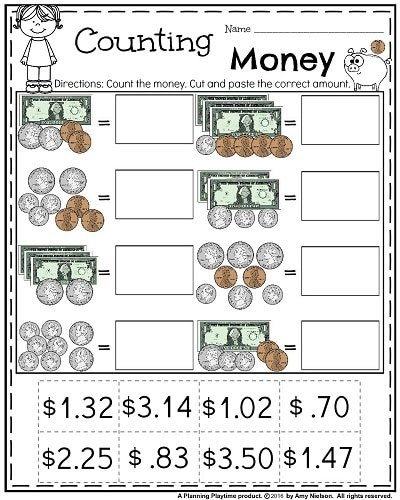 4th Grade Math Printable Worksheet Counting Coins Fourth Grade 4th 