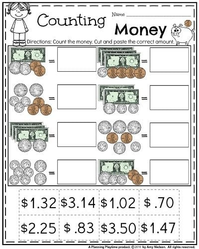 4th Grade Math Printable Worksheet Counting Coins Fourth Grade 4th