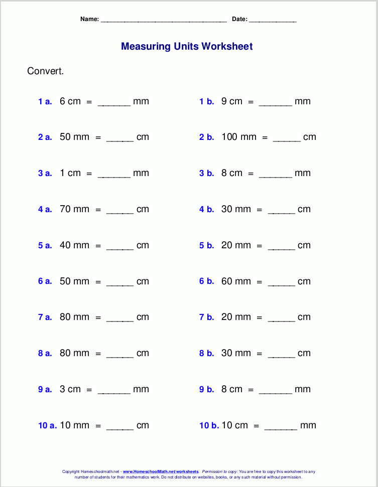 7th Grade Math Worksheets Measurement Worksheets Free Printable Math