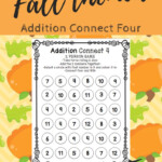 Addition Connect Four Fall Themed Math Center Fall Themed Math