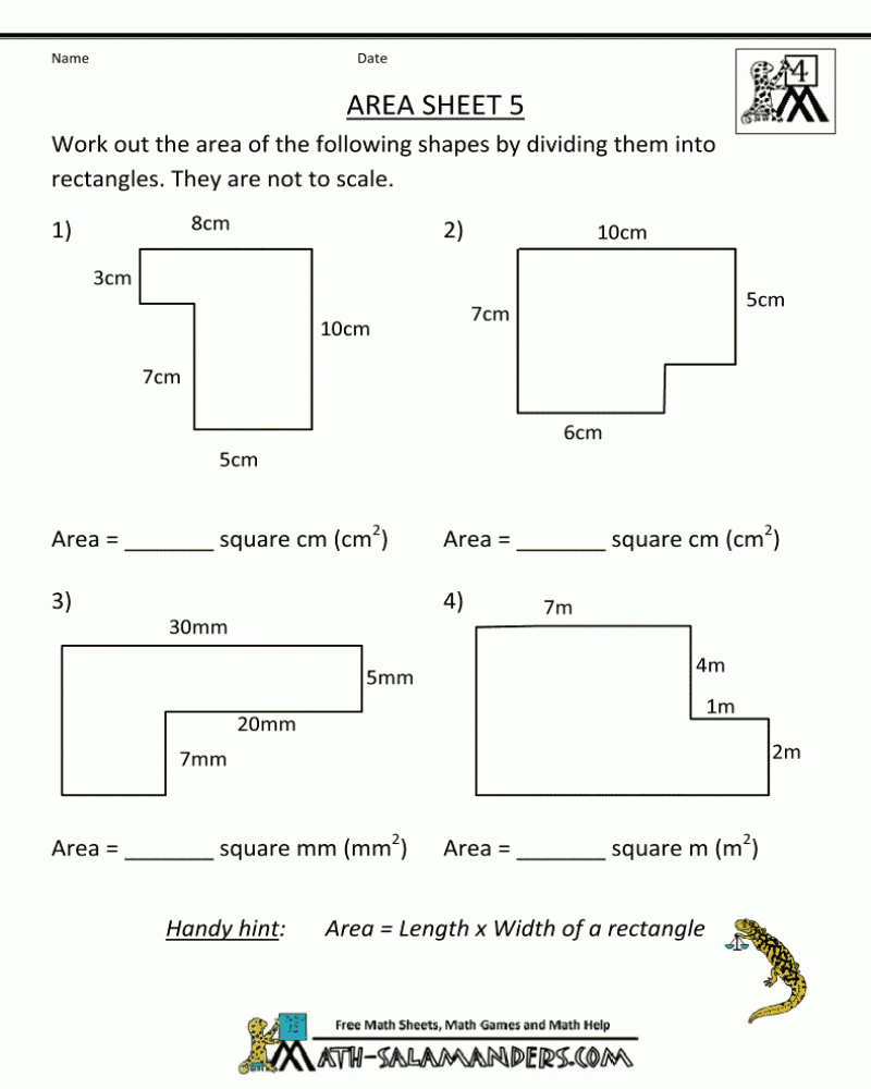 Area And Perimeter Worksheets Rectangles And Squares Math 