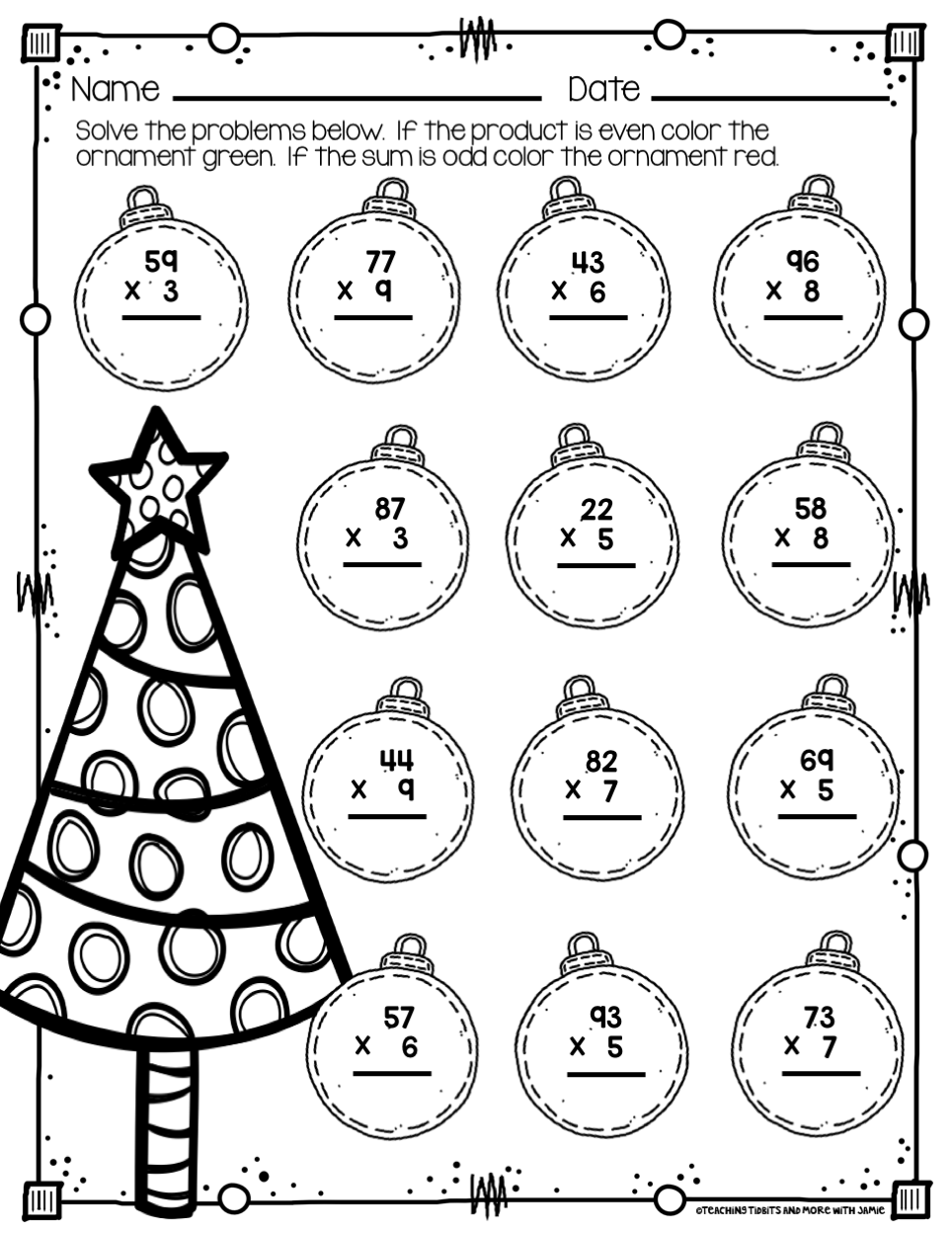 Christmas Math Worksheets Multiplication And Division Printable