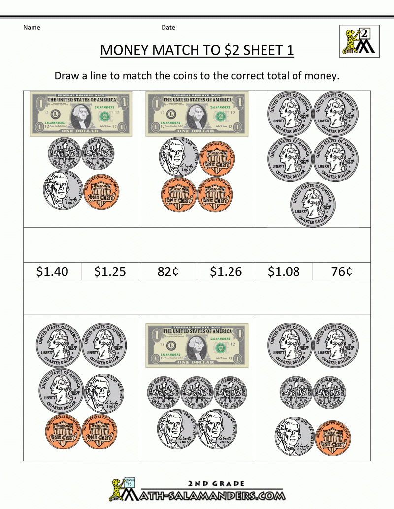 Counting Change Worksheets