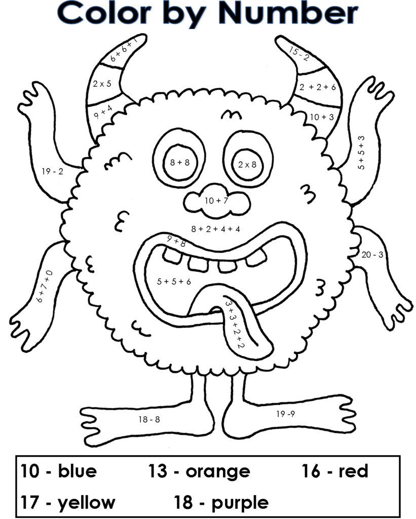 Detailed Monster Color By Number Coloring Pages Free GianniilDelacruz