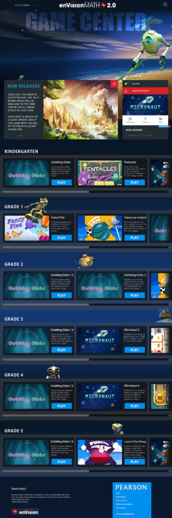 EnVision Math Game Center On Behance