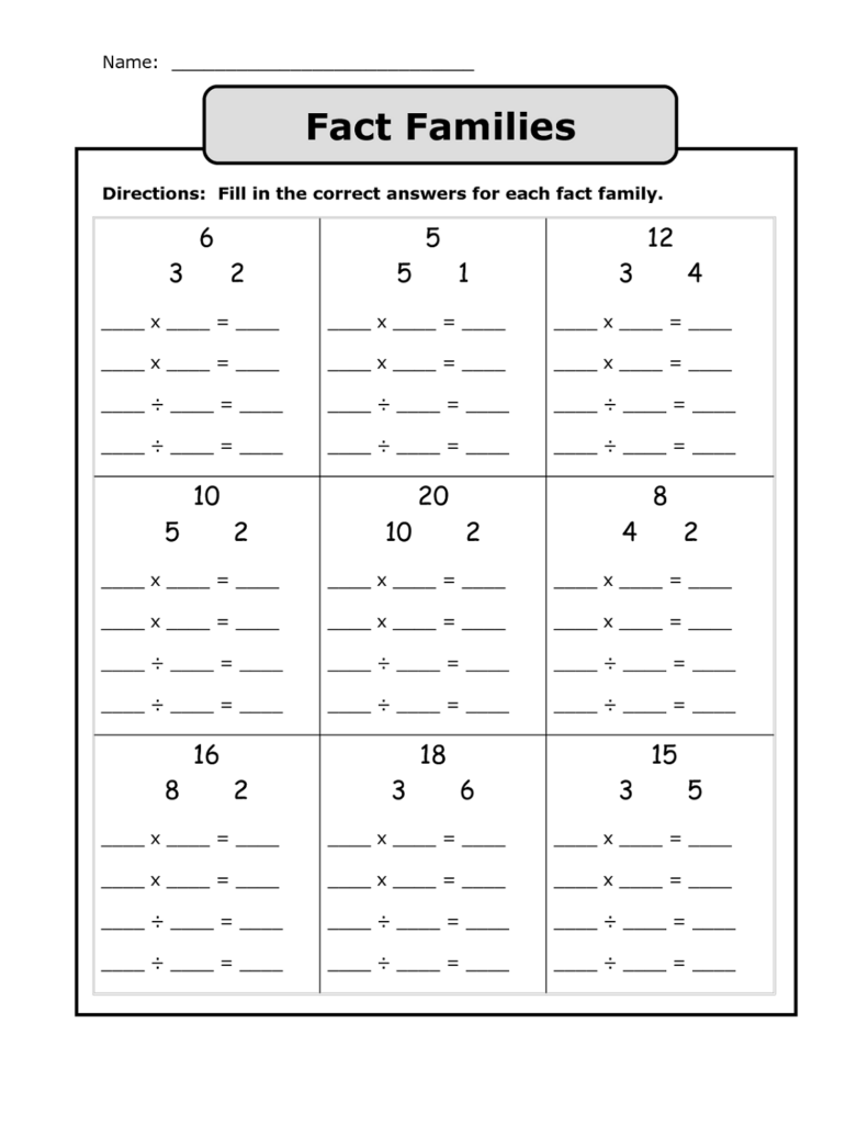 Fact Family Houses Worksheets Worksheet24