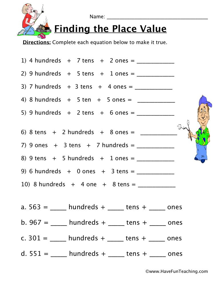 Finding The Place Value Worksheet Have Fun Teaching