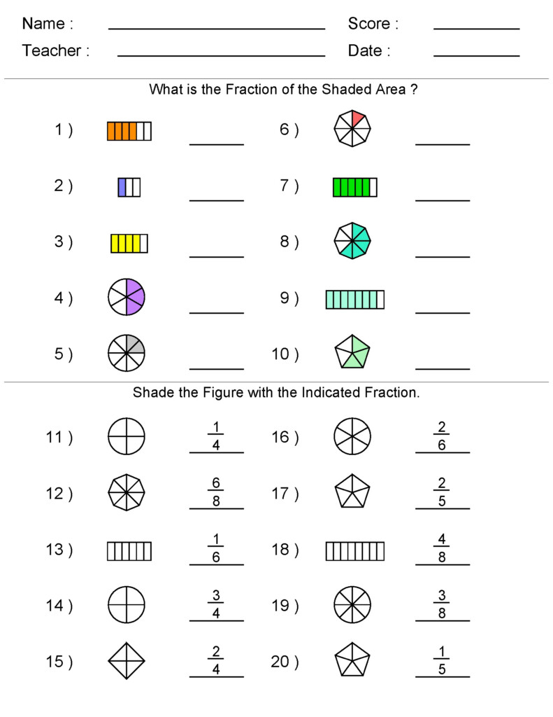 Fraction Worksheets For Grade 3 For Learning Fraction Worksheets For 