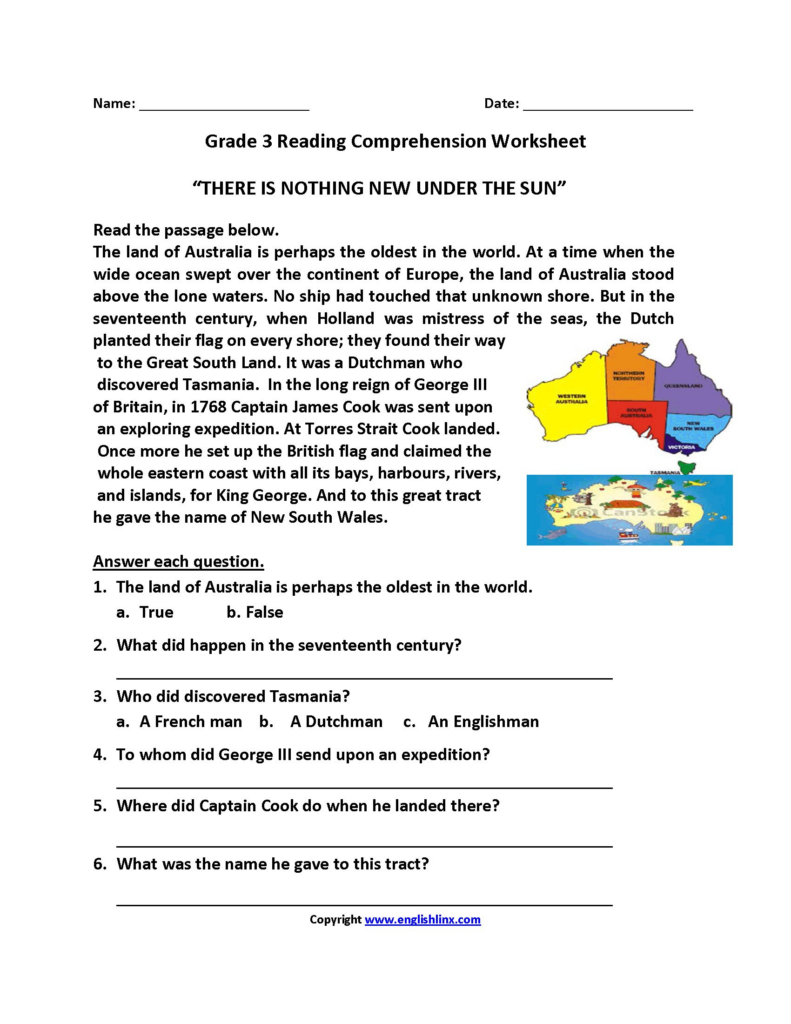 Free 3rd Grade Reading Comprehension Worksheets Multiple 3rd Grade 