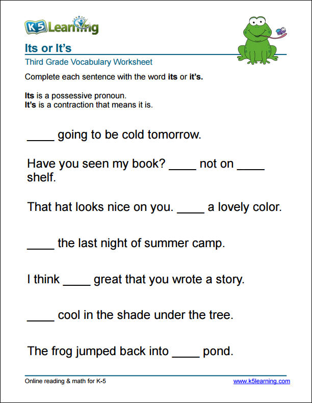 Grade 3 Vocabulary Worksheets K5 Learning