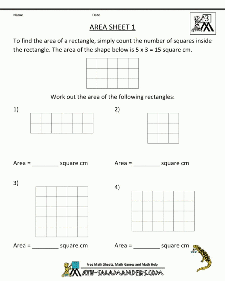 Math Salamanders 3Rd Grade Area Worksheets Area Math Worksheets 