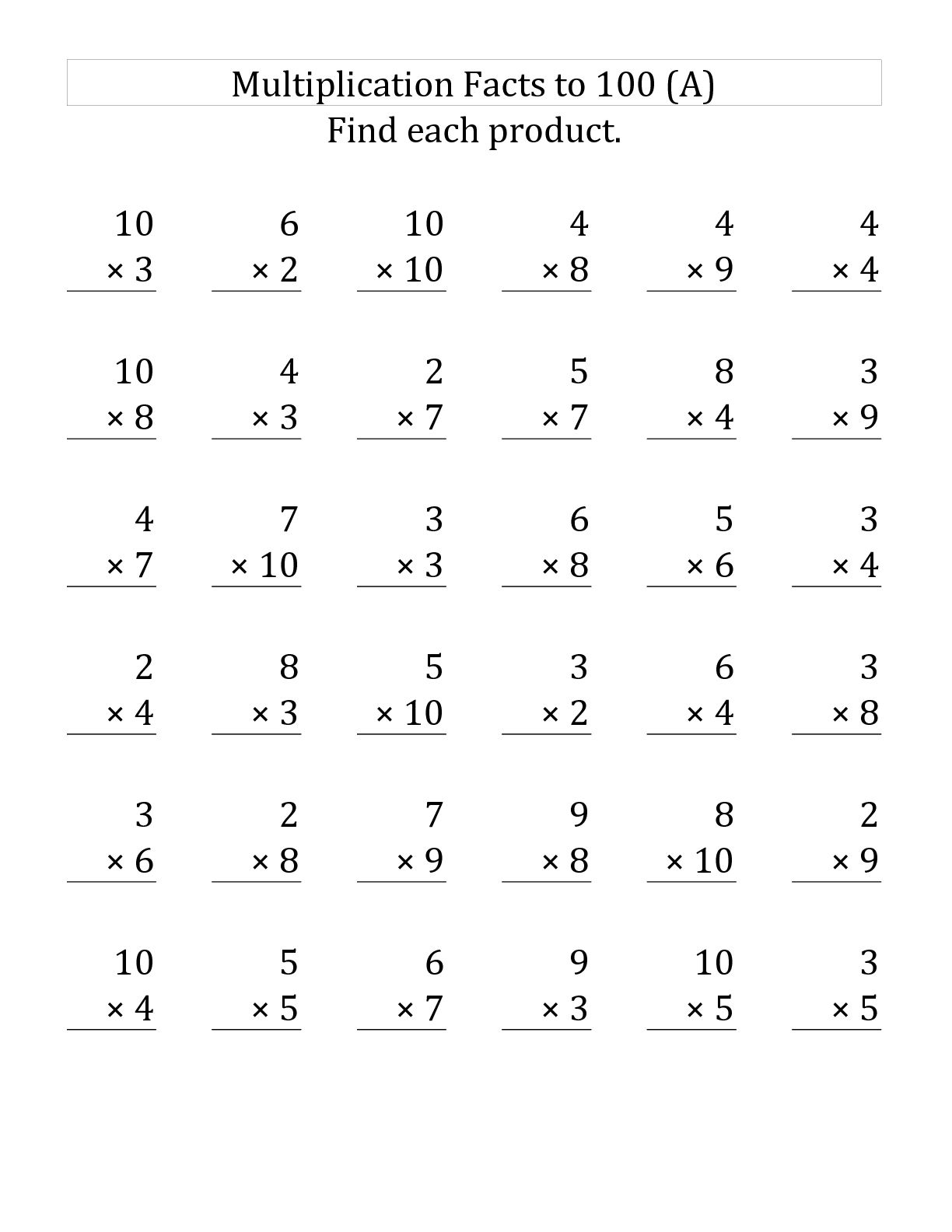 Multiplication Worksheets 8 Facts Printable Multiplication Flash Cards