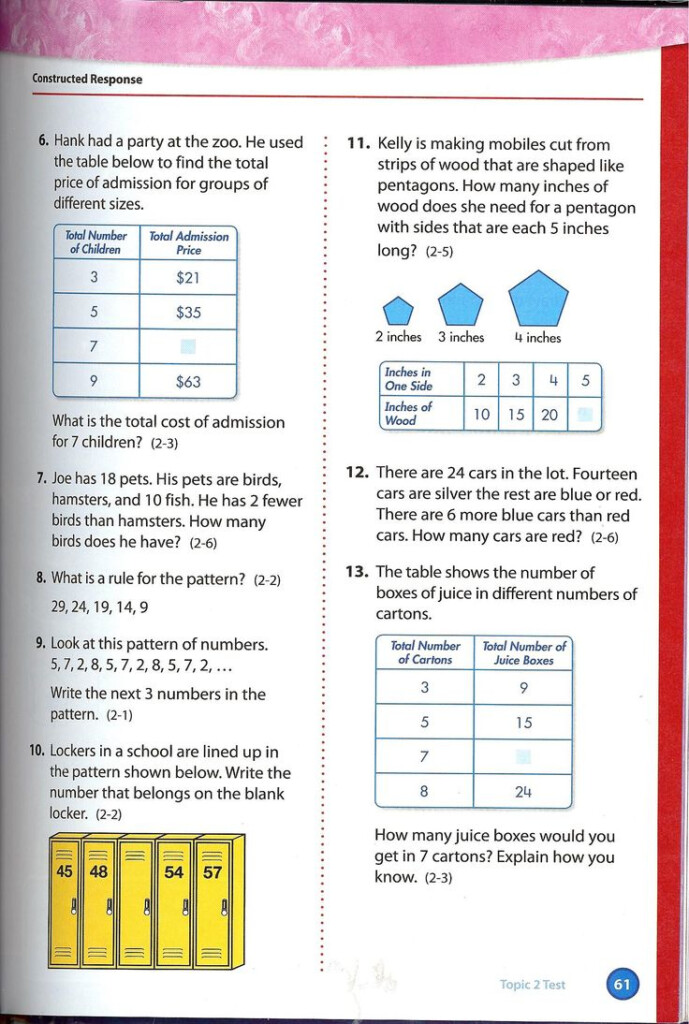 Pearson Math Parents Worksheet