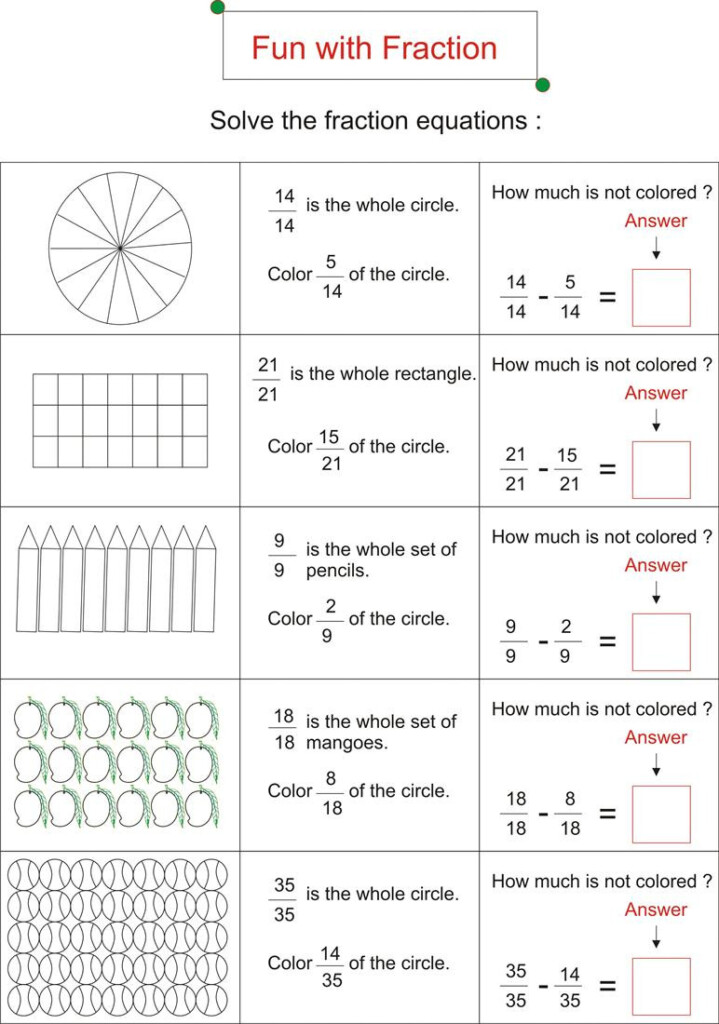 Printable Fraction Worksheets For Grade 3 Printable Worksheets Grade 