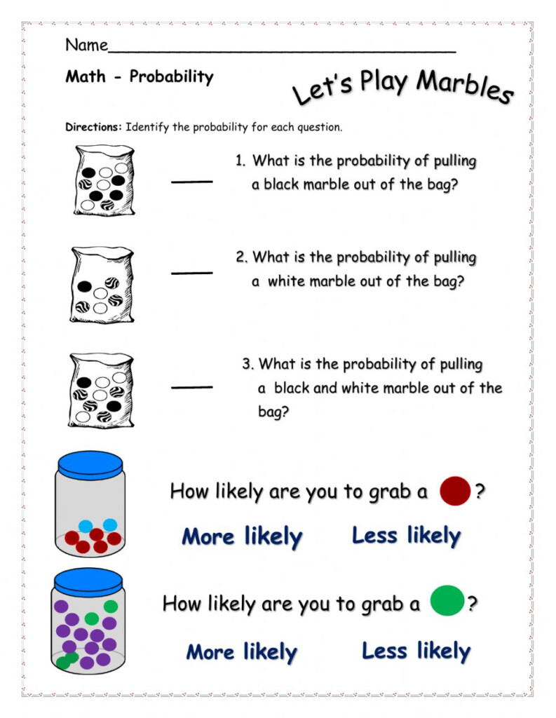 Probability 2nd Grade 3rd Grade 2nd Grade 3rd Grade Math Worksheet 