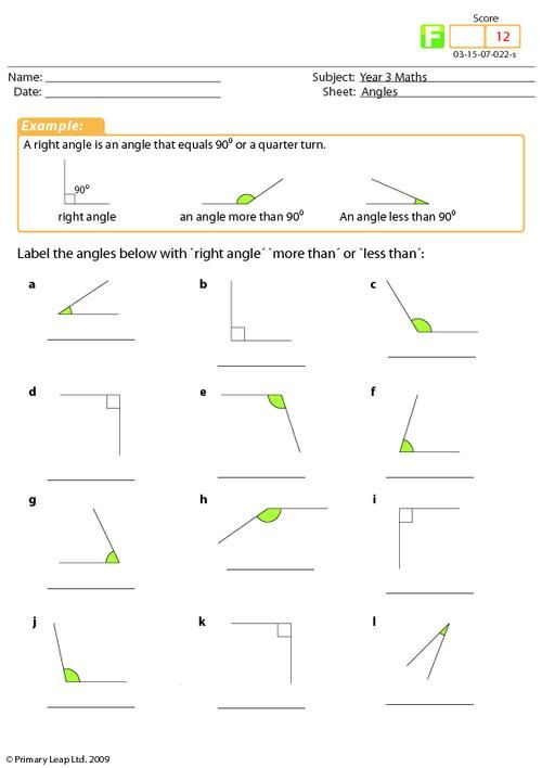Right Angles In 2d Shapes Worksheet