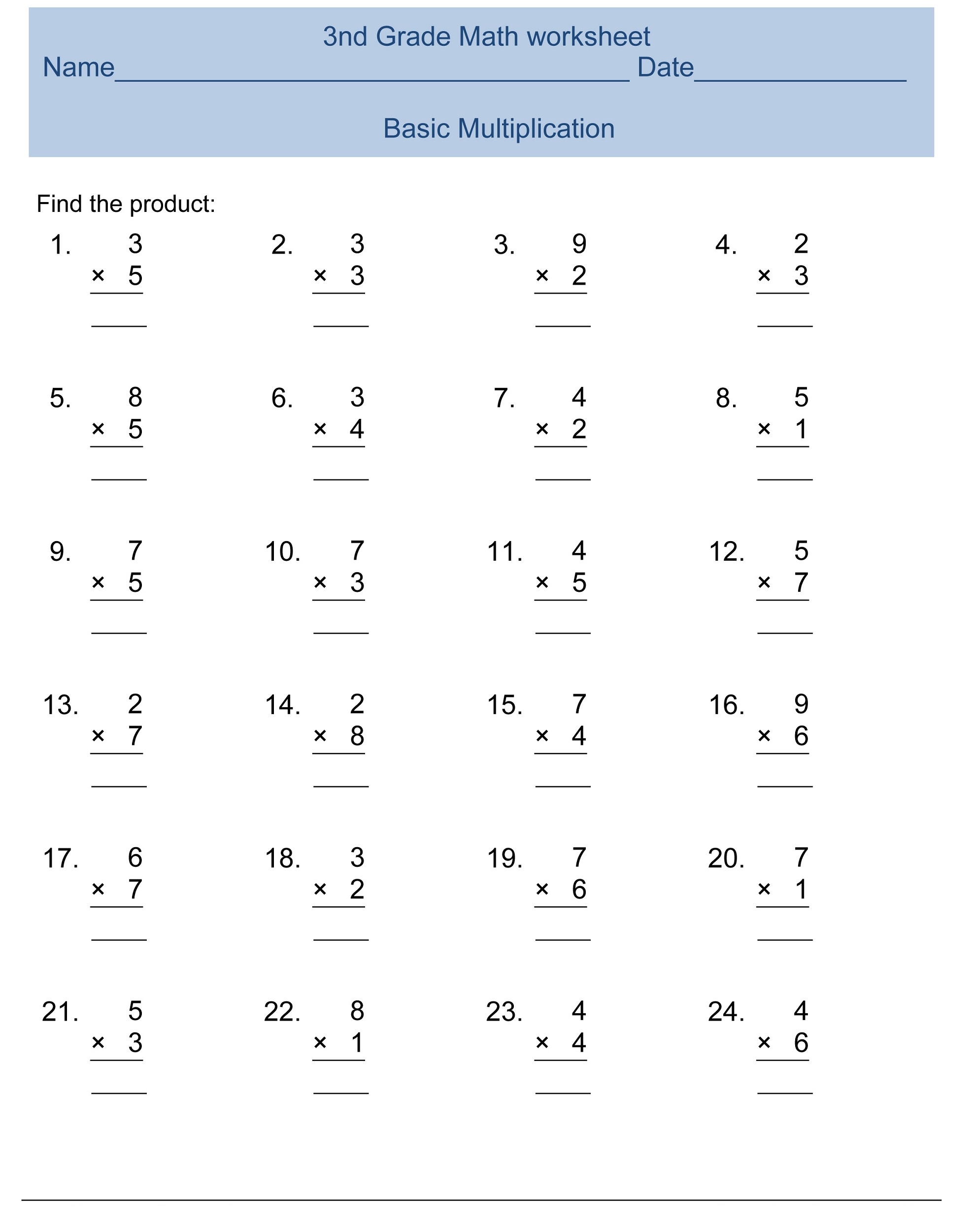 Third Grade Math Worksheets Free Printable K5 Learning Browse