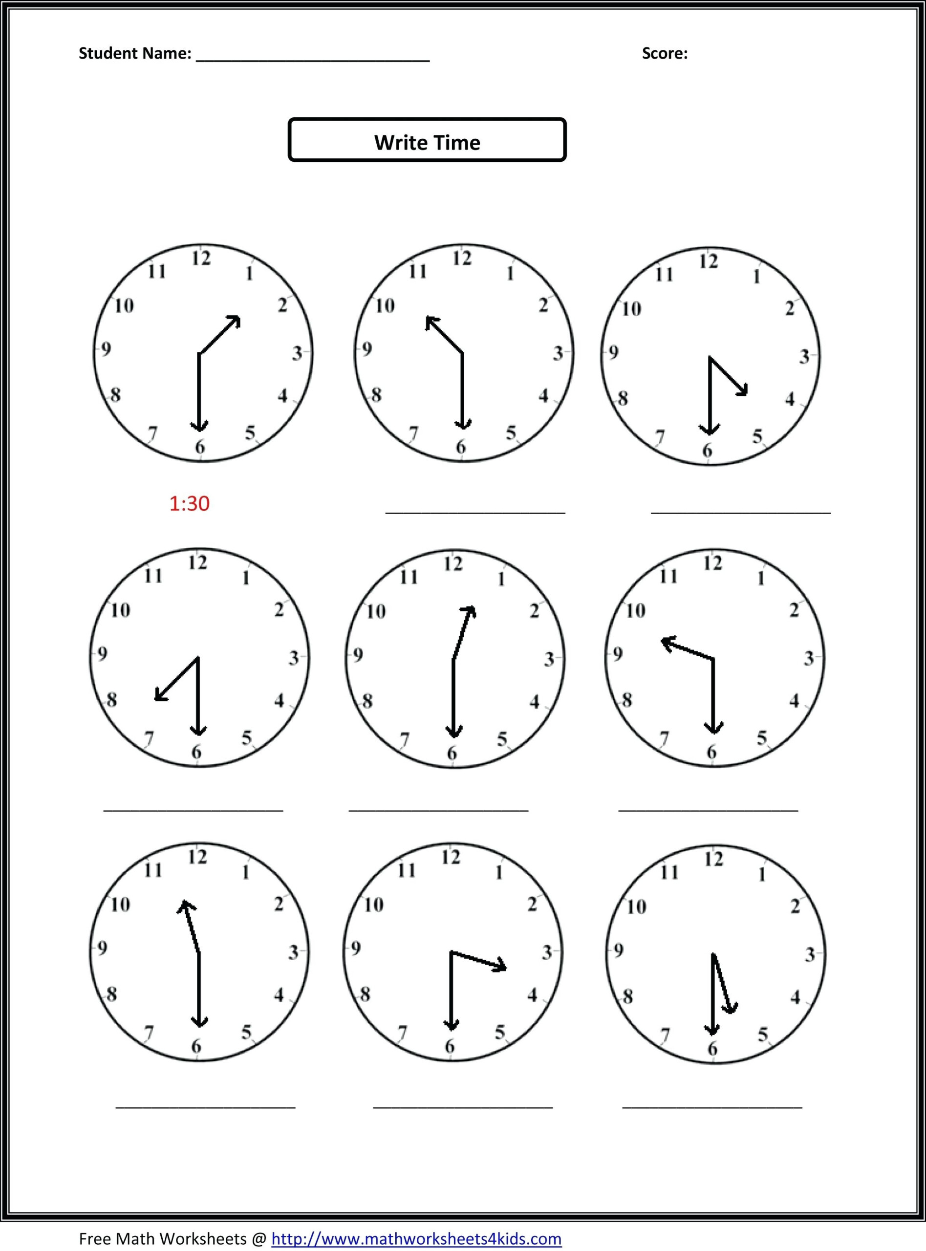 Time Worksheets For Grade 1 Time Worksheets