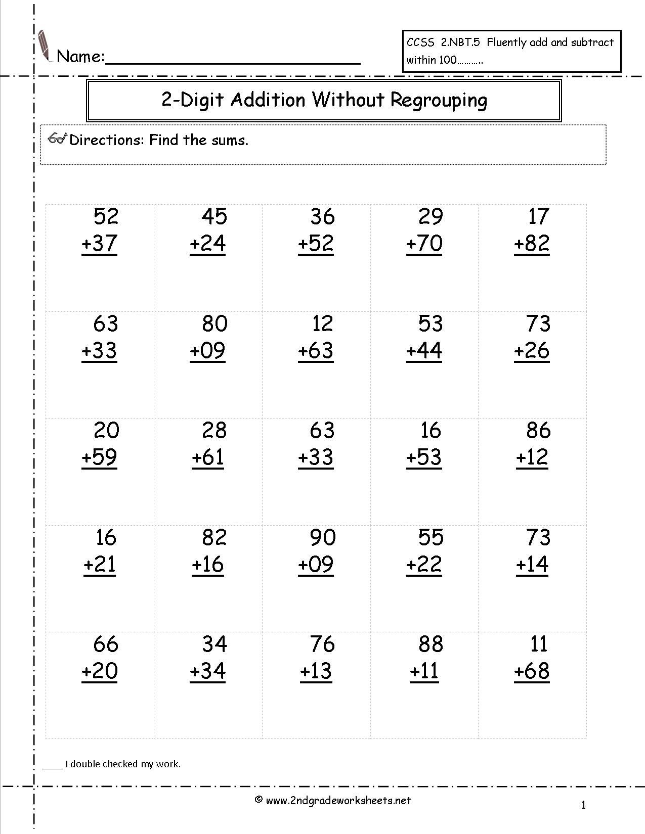 Two Digit Math Addition Worksheet Google Search Math Addition 