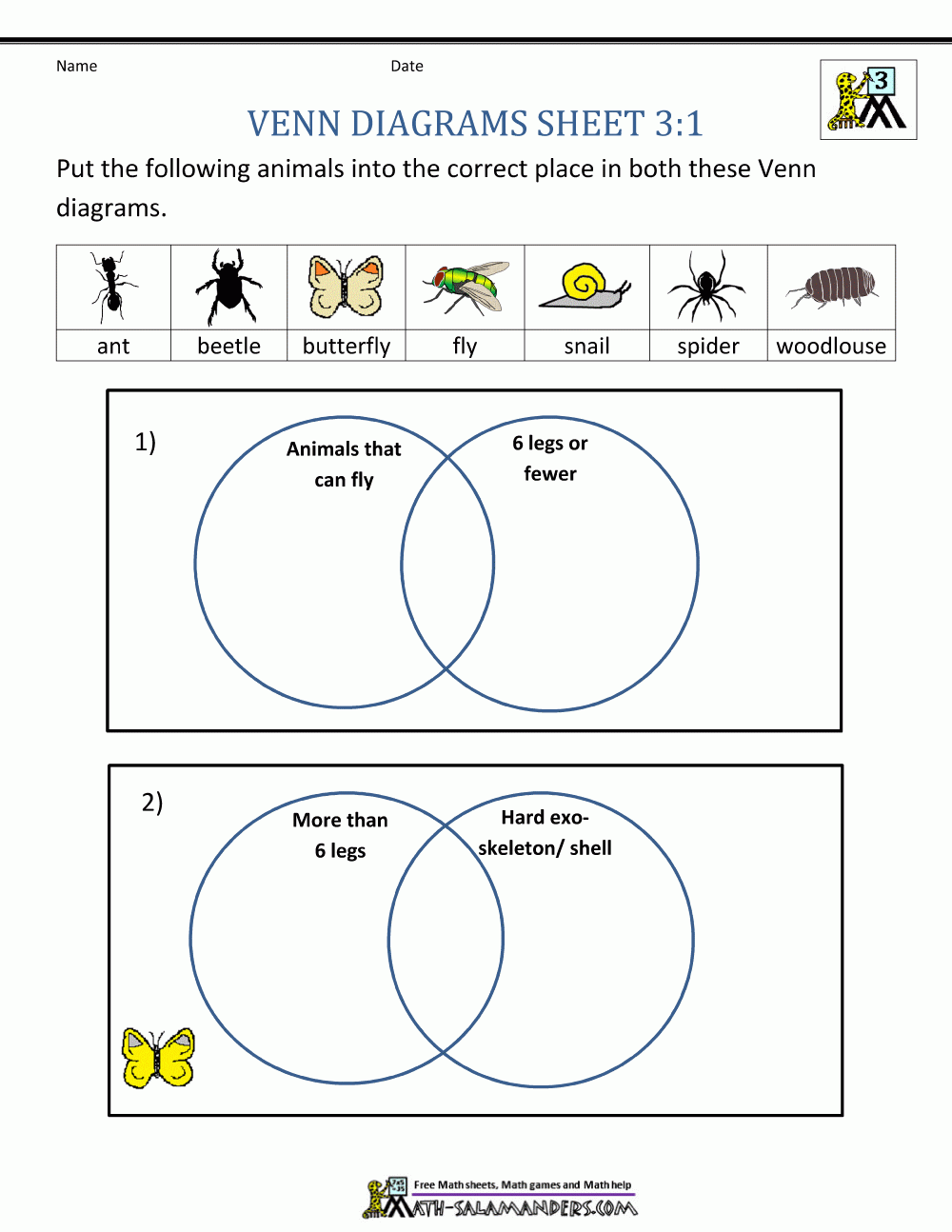 Venn Diagram Worksheet For Grade 1