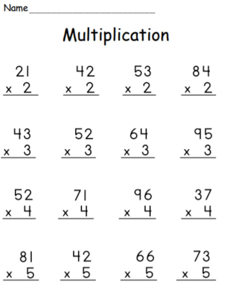 2 Digit By 2 Digit Multiplication Worksheets 2 By 2 Digit 