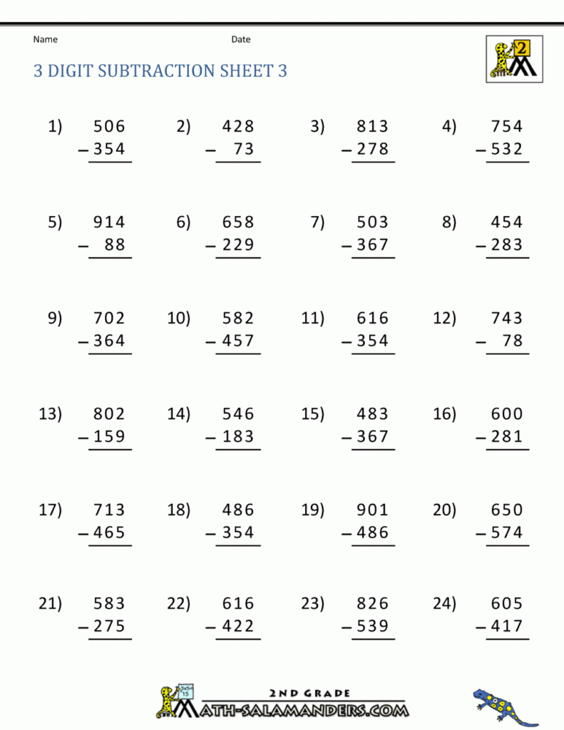 20 Add And Subtract Within 1000 Worksheets Coo Worksheets