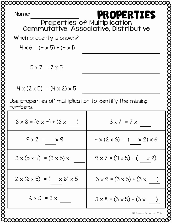 3rd Grade Distributive Property Worksheet