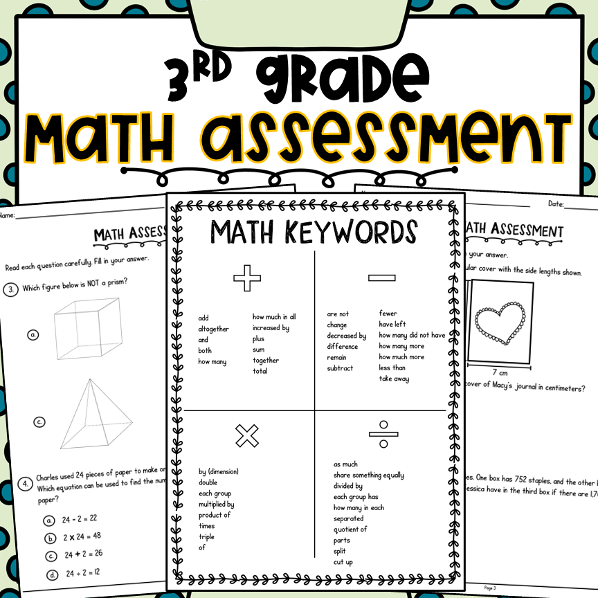 3rd Grade Math Assessment Printables And BOOM Card Made By Teachers