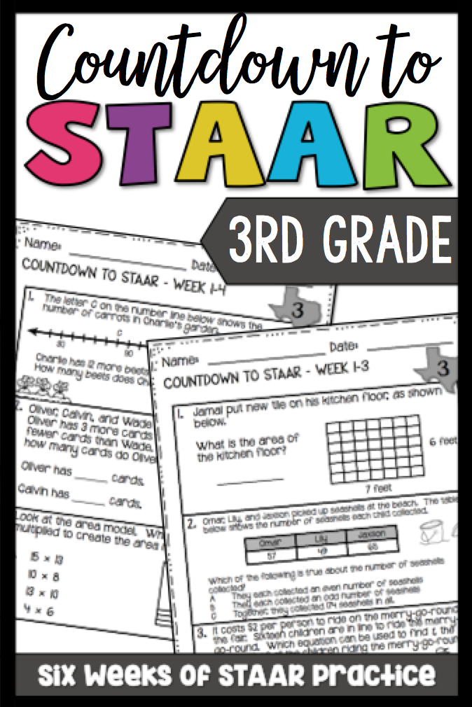 3rd Grade Math TEKS Test Prep Countdown Staar Math 3rd Grade Math 