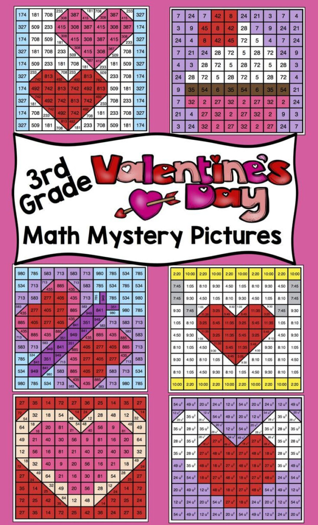3rd Grade Valentine s Day Math Activities Color By Number Math Mystery 
