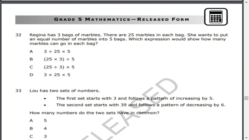 5th Grade NC Math EOG Review Question 32 YouTube