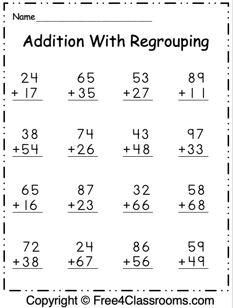 Addition With Regrouping Worksheets 3rd Grade Worksheets Master