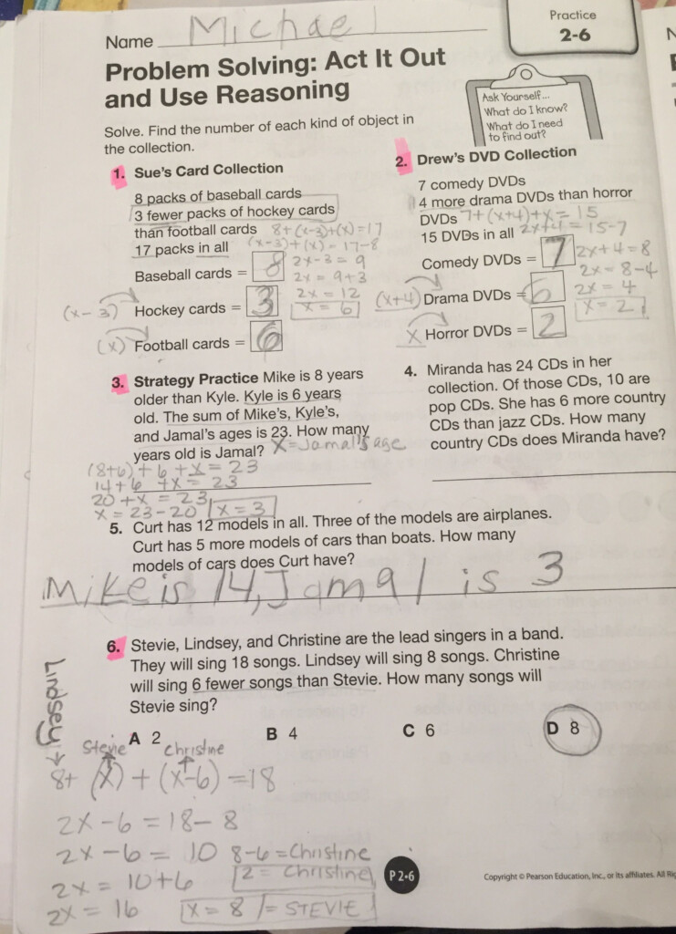 Algebra Worksheet 25 Answer Key
