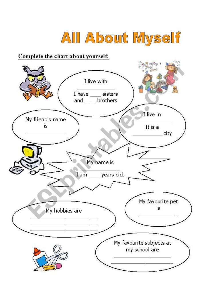 All About Myself ESL Worksheet By Janaesl Kindergarten Worksheets 