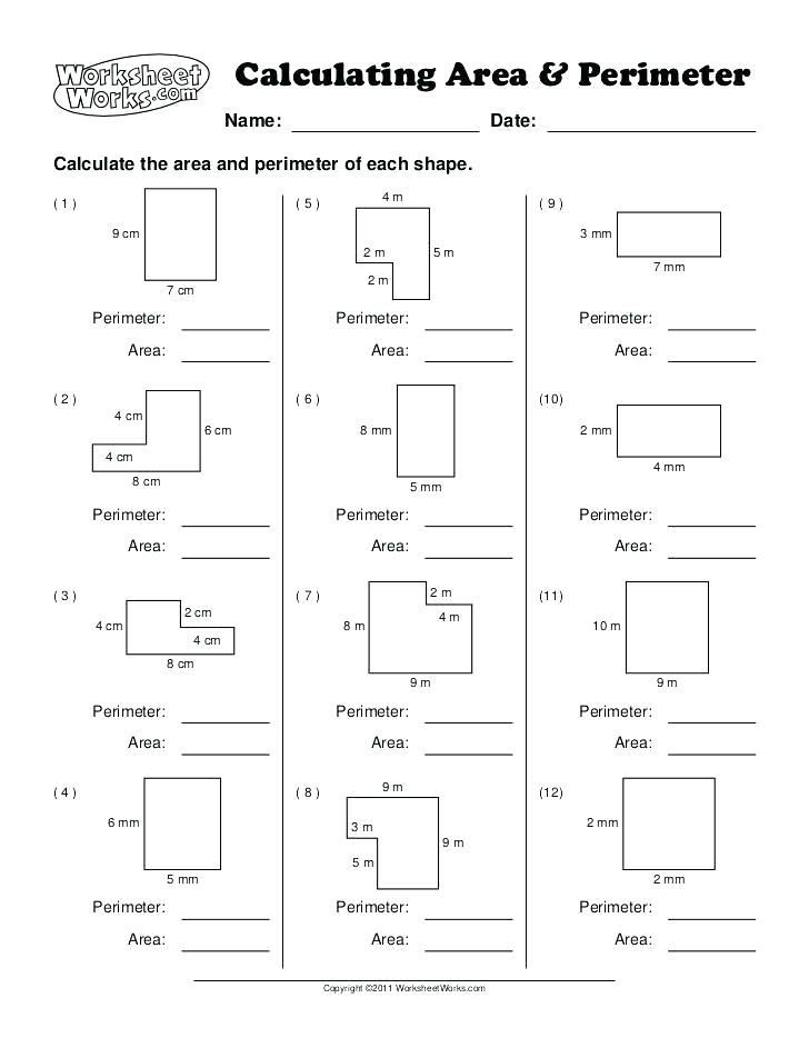 Area And Perimeter Worksheets With Answers Perimeter For 3rd Grade 