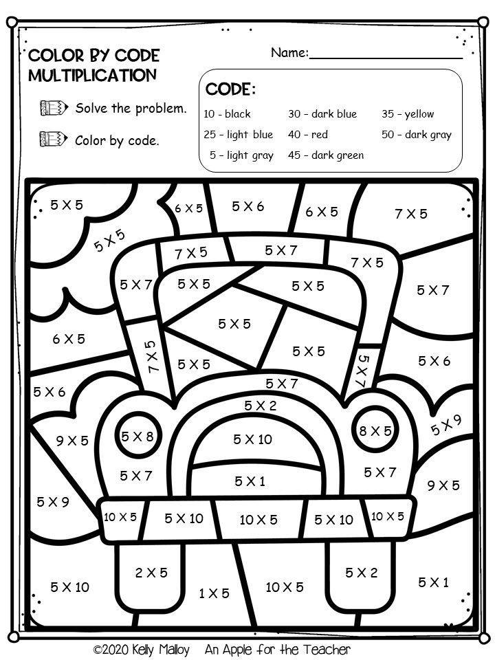 Back To School Color By Number Worksheets Third Grade Math Worksheets 