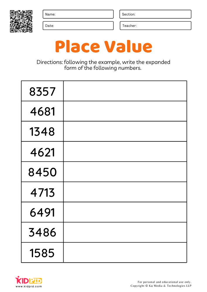 Expanded Form Worksheets Grade 3