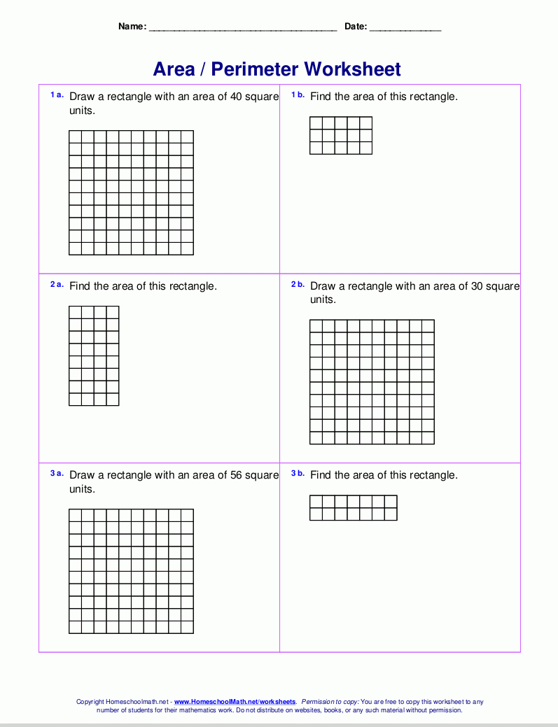 Finding Area 3rd Grade Worksheets