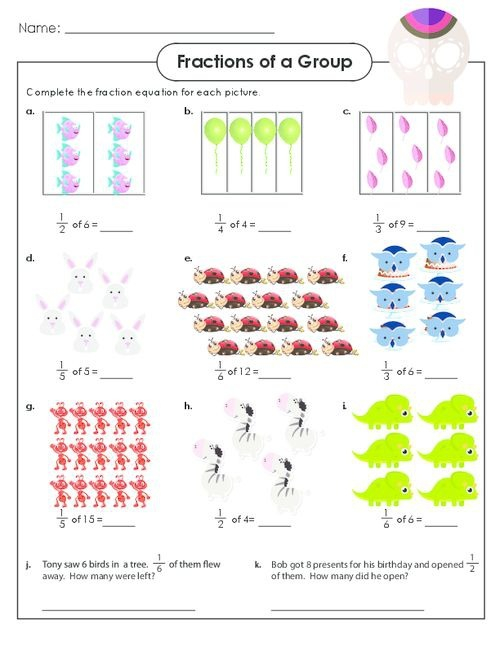 Fractions Of A Set Worksheets Grade 3 Worksheets Master
