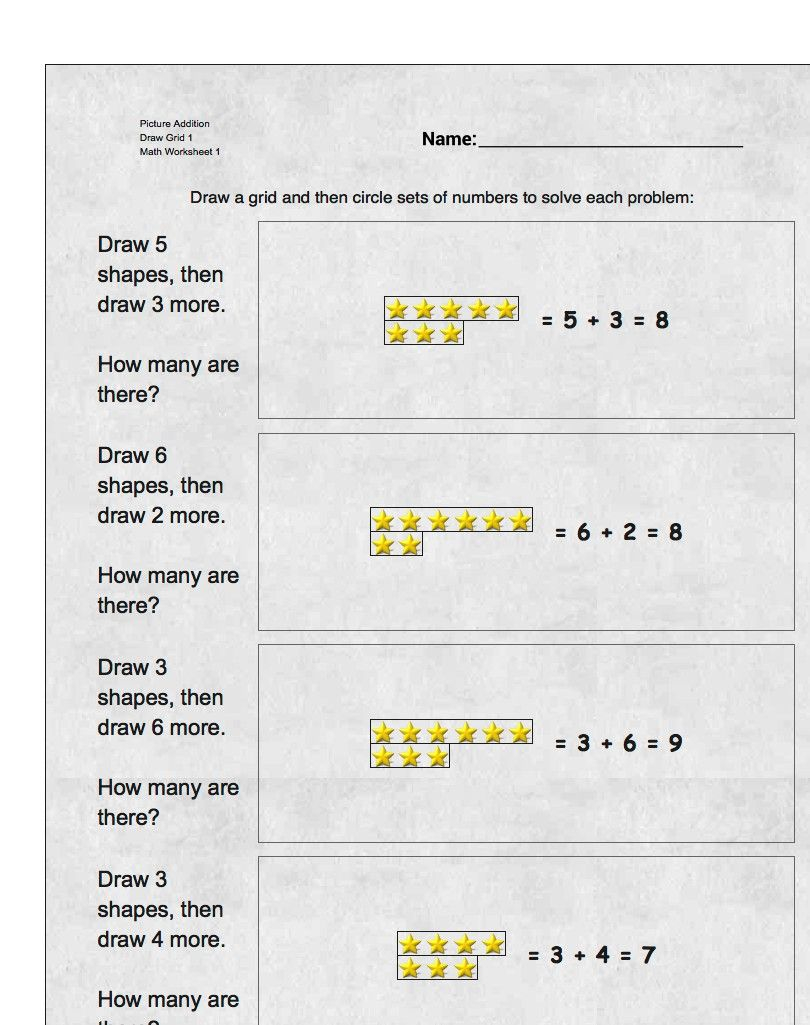 Free Math Worksheets For Picture Math Addition Problems Http www