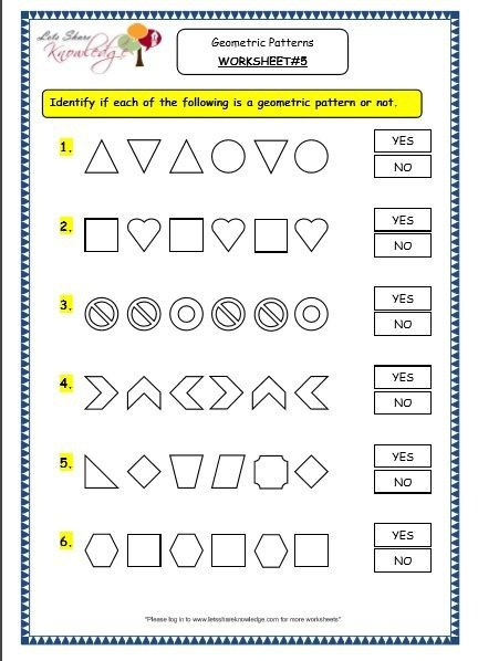 Geometric Shape Pattern Worksheets Worksheet Hero