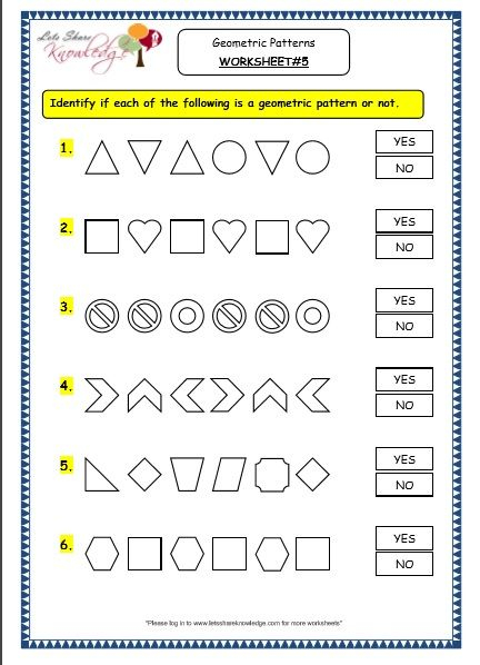 Grade 3 Maths Worksheets 14 9 Geometry Geometric Patterns In Shapes 