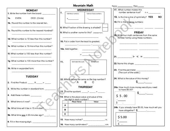 Image Result For Mountain Math Worksheets 3rd Grade Teaching 