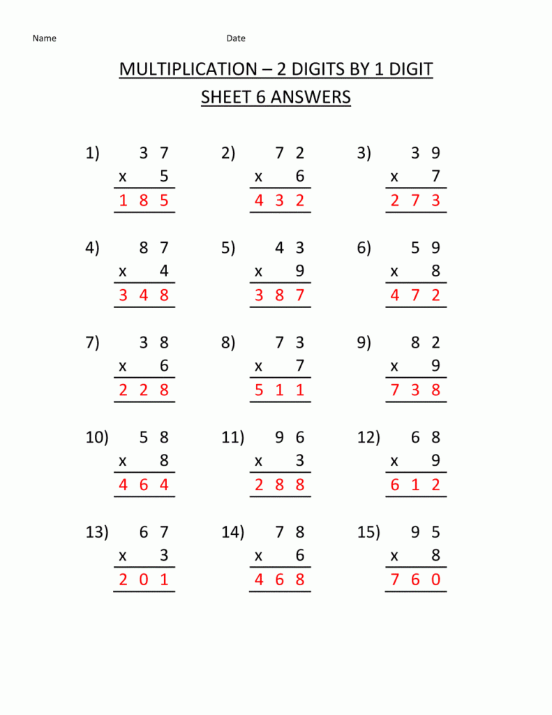 Math Worksheets Answers With Images Math Worksheets Multiplication 