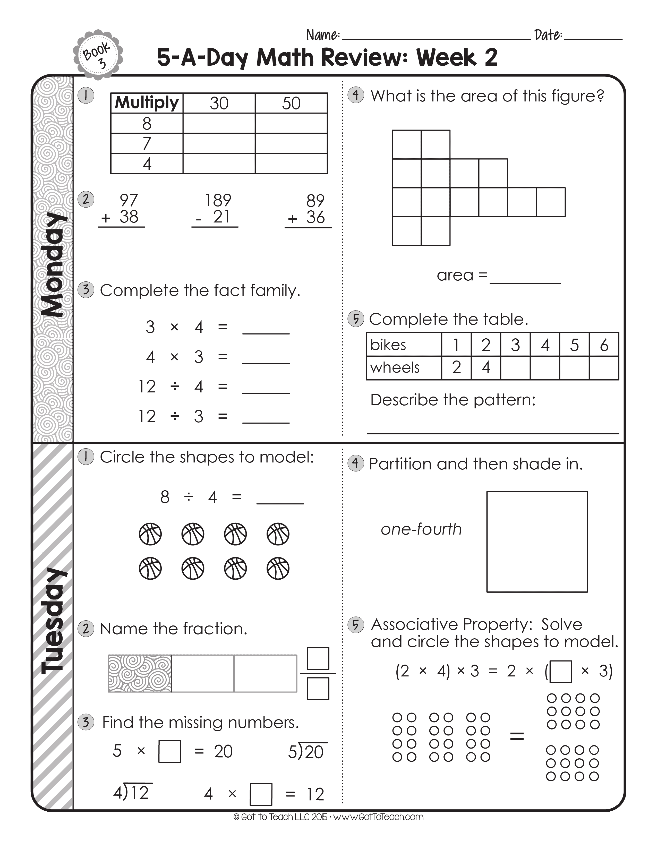 Math Worksheets For Third Graders