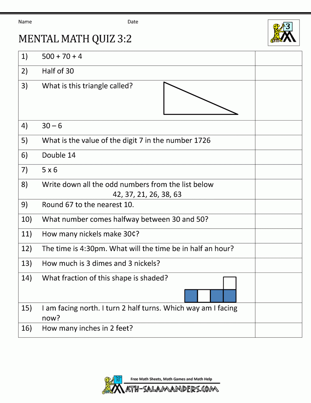 Mental Math 3rd Grade 2nd Grade Mental Math Worksheets Ashlyn Holder